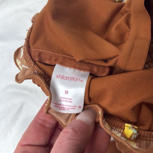 Xhilaration Floral Brown/yellow Bikini Set. Size Medium. - Picture 7 of 9